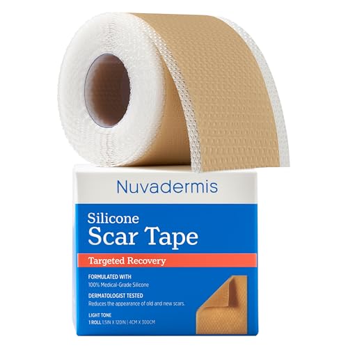 NUVADERMIS Silicone Scar Sheets for Surgical Scars - 120' x 1.5' Roll - Medical Grade Silicone Scar...