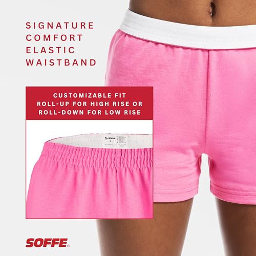 Image of Soffe Youth Girls' Authentic Cheer Shorts, Athletic Cotton Blend, 2.75 inch Inseam, 3 Pack