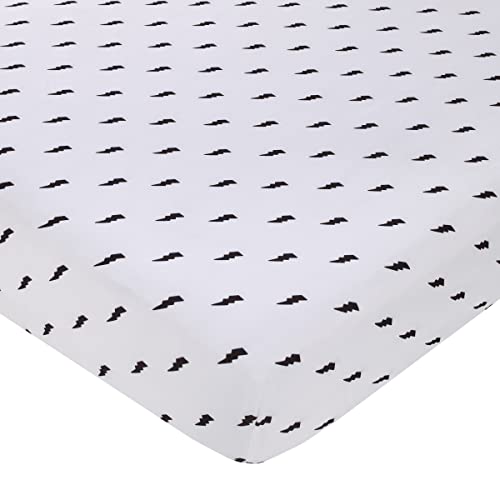 Image of NoJo Lightning Bolt Black and White Nursery Fitted Crib Sheet