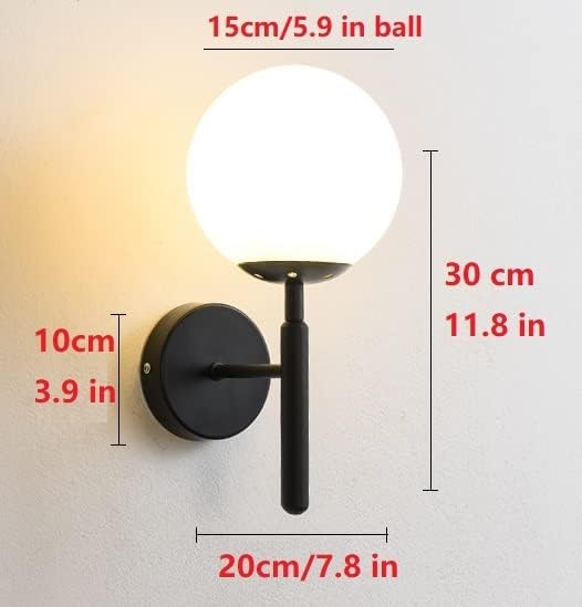 Miniatura 2 de Apliques de pared modernos que funcionan con pilas, sin alambre, globo de vidrio, decoración de pared, juego de dos, no cableado, iluminación de
