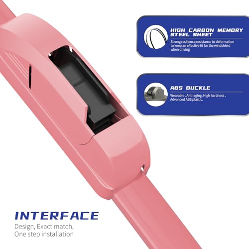 Image of OEM QUALITY 24 inch + 19 inch Premium All-Seasons Durable Stable And Quiet Sakura Pink Windshield Wiper Blades (Set of 2)