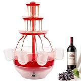 Drepint Fuente transparente de 3 niveles, fuente de bebidas de 4 l con base iluminada LED con 4 vasos reutilizables, fuente de fiesta vintage para zumos, vinos, cervezas