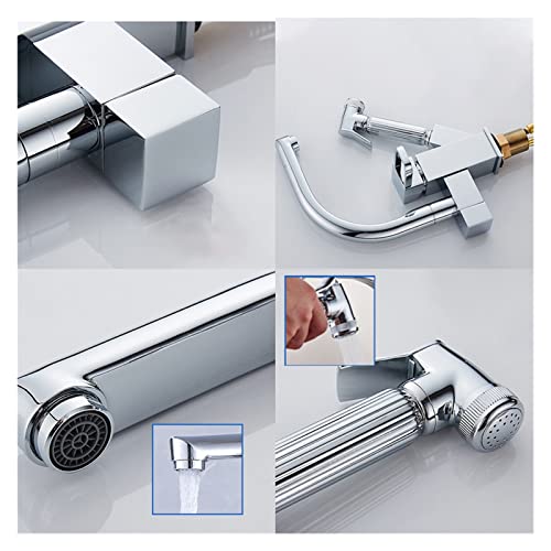 Robinet de cuisine extractible inox contre les projections d'eau