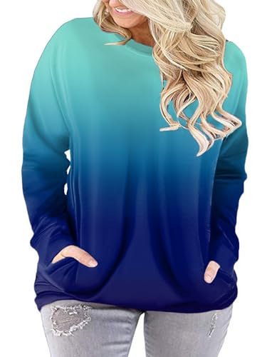 ROSRISS Plus-Size-Tops for Women Long Sleeve Casual Tunics V Neck Pockets Shirts2