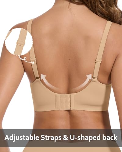 WOWENY Deep V Bras for Women Scalloped No Underwire Wireless Push Up Bralettes Comfort Seamless Plunge Everyday Bras4