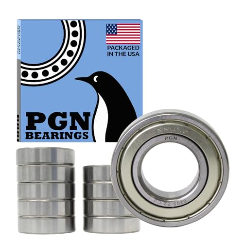 PGN (10 Pack) 6205-ZZ Bearing - Lubricated Chrome Steel Sealed Ball Bearing - 25x52x15mm Bearings with Metal Shield & High RPM Support