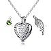 Produktbild ZHAOXIANGXIANG Urne Anhänger Halskette,Andenken Herzförmige Anhänger Schreiben Hohle Muster Urne Asche August Birthstone Flügel Memorial Halskette Mit Parfümfläschchen Schmuck