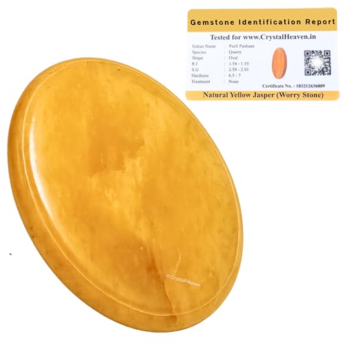 Image of Certified Yellow Jasper Crystal Thumb Worry Pebbles Stones for Anxiety Stress Relief Massage - AAA Grade Original Healing Gemstone Agate Rubbing Stone for Yoga Meditation Spiritual Reiki Feng Shui