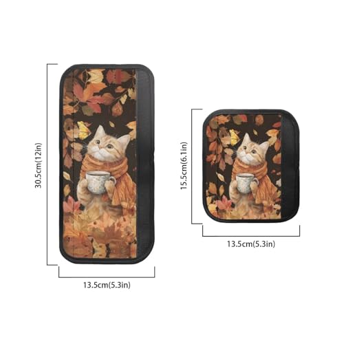 Image of Refrigerator Door Handle Covers Set of 6 Kitchen Electrical Appliances Handle Protector Anti-Slip Fridge Microwave Oven Home Accessories Fall Decorations, Cat Coffee Autumn Leaf