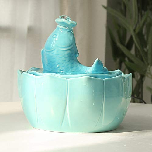 Fuente eléctrica de agua para gatos de cerámica azul miniatura 4