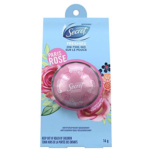 Secret Freshies On the Go Invisible Antiperspirant and Deodorant Ball for Women, Paris Rose - 0.5 Oz / 14g x 6 Count