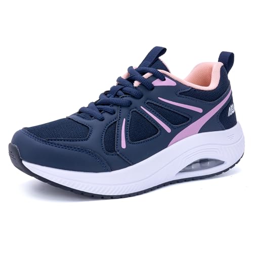 GANNOU Walkingschuhe Damen Arch Support Walking Schuhe Laufschuhe Damen Sportschuhe Turnschuhe mit Dämpfung Blau 40 EU