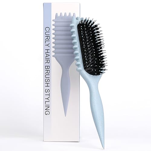 Blue Professional Curl Defining Brush Nylon Bristle Hair Styling Tool