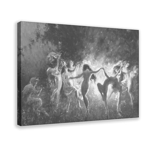 Tableau Danse du feu Joseph Tomanek de qualité galerie d'art avec cadre suspendu en bois