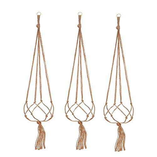 Colgante de Plantas Macrame Colgador de plantas de cuerda de algodón Cesta colgante de cuerda de algodón Colgador de macramé para colgar Cesta colgante macramé Colgador de macetero 122cm （3 piezas）