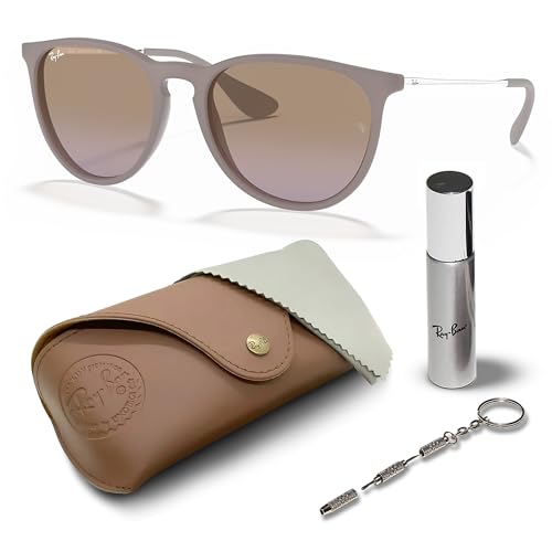 Ray-Ban RB4171 Erika ENSEMBLE DE LUNETTES DE SOLEIL | Étui exclusif et kit d'entretien | Dark Sand/Brown-Violet