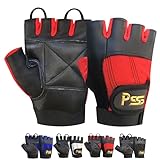 Prime Leather GEWICHTEHEBEN GEPOLSTERT Leder Handschuhe Fitness Training Body Building FITNESSSTUDIO Sport & Rad Chair VERWENDUNG - Rot, S