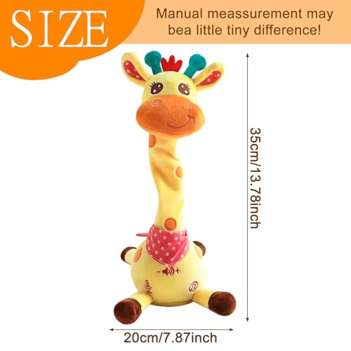 MeHoo Sprechender Giraffe, Tanzender Giraffe, Giraffe Spielzeug Nachsprechen, Singender Giraffe Plüschtier mit Lautstärkeregler Funktion, Licht Baby Plüsch Puppe Wiederholen Sie was Sie Sagen