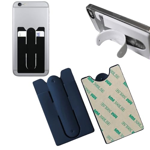 Vilbocr 2Pack Card Holder with Cell Phone Stand,Phone Wallet,Stick On Silicon Card Holder and Money Clip with Built-in Phone Stand (Black)