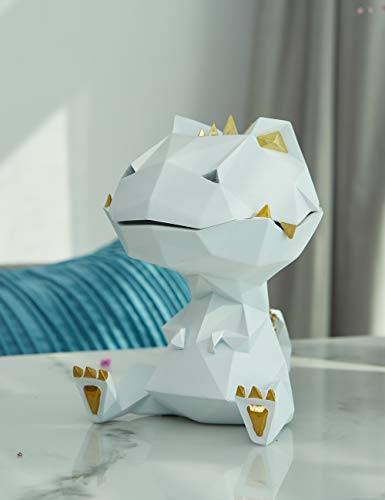 Haucoze Candy Dish Cookie Jar Dinosaur Gifts Sculpture Statue Decor Polyresin Figurine White 7.1 Inch #TOP3