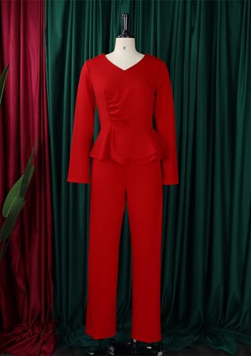 Womens Pants Sets 2 Piece Outfits Business Long Sleeve Tunic Tops Casual Wide Leg High Waist Pants Suits4