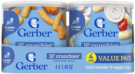 Gerber Stage 3 Baby Food Snacks, Value Pack Lil’ Crunchies, Baby Led Feeding, 4PK