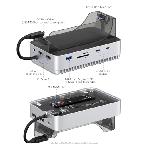 Soporte Mac mini M4 Hub USB 4 con carcasa SSD NVMe para mesa 2