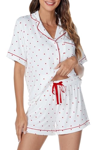 Image of LUBOT Womens Bamboo Viscose Pajamas for Women PJ Set 2 Piece Cooling Soft Short Sleeve Capri Pants Summer Sleepwear Set S-XXL