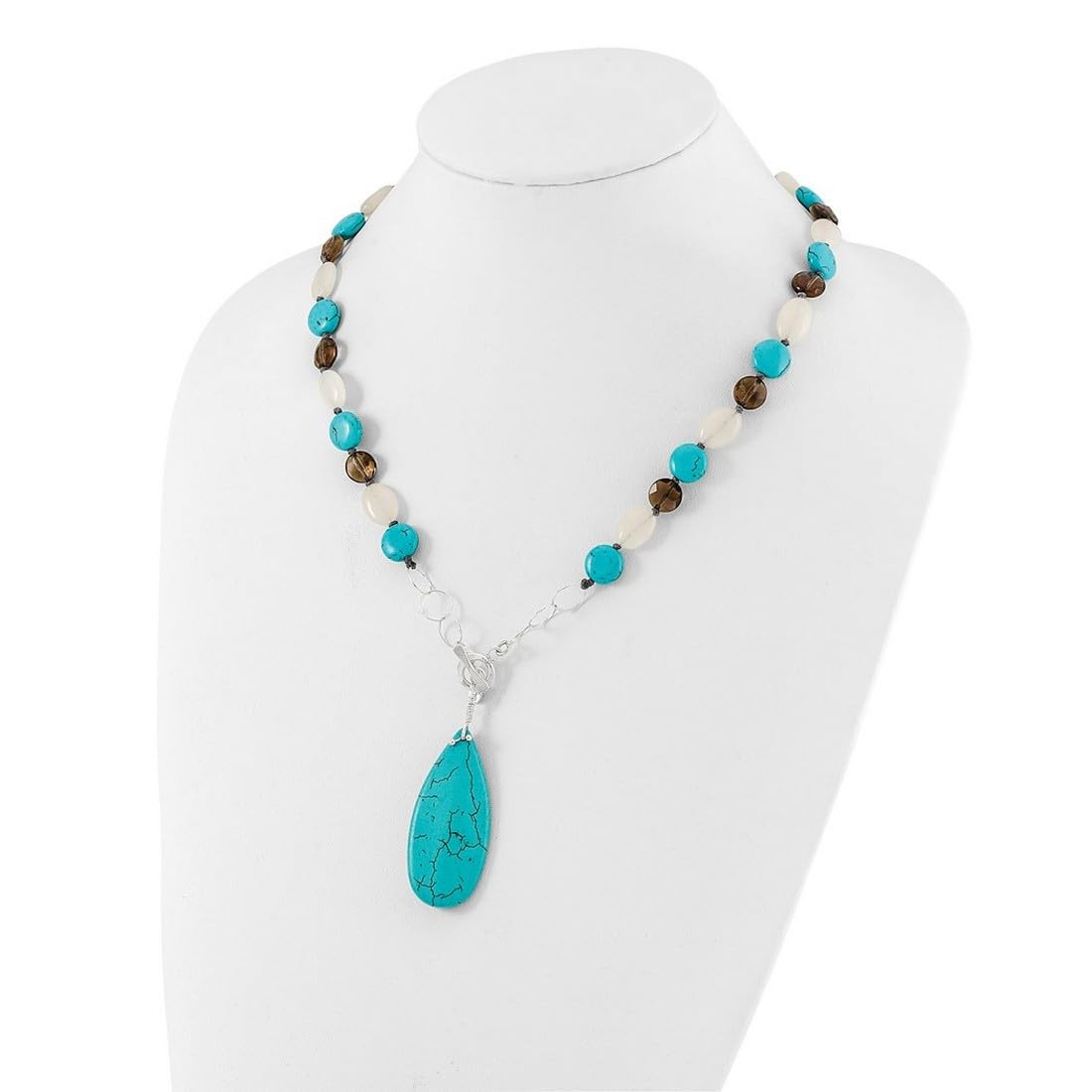 Collier en argent sterling 925 pour femme - 11,65 mm - Jade teintée - Howlite - Quartz magnésite - 56 cm, One Size, Gemme Métal Argent, Howlite Jade Howlite Jade Magnésite