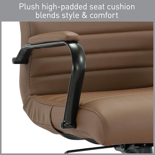 Realspace® Modern Comfort Winsley Bonded Leather Mid-Back Manager Office Chair, Brown/Black, BIFMA Compliant