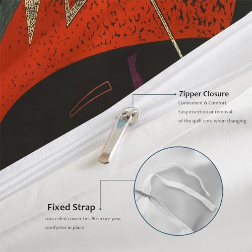 Parure de lit géométrique en microfibre douce rouge et noire - 7