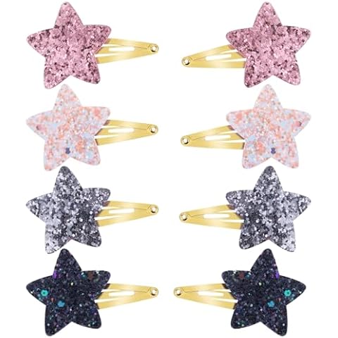 Teaaha 8 PCS Sparkly Star Hair Clips Cover