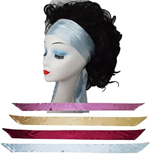 4Pcs Pack Yarwayer Fashion Women's Multi Use Satin Silk Neck Scarf Hair Tie Headband Wigs Grip Band Laying Scarf Wrap Band for Head Edge Baby Hair For Yoga, Makeup, Facial, Sport,With Rhinestone Brooch Jewery