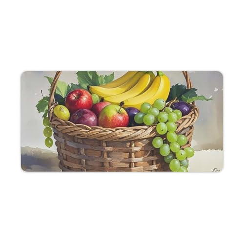 Fresh Fruits in The Basket Desk Mat Non-Slip Laptop Writing Pad Large Keyboard Mousepad with Rubber Base 23.6" X 11.8" Desk Protector Mat for Computer, Work, Gaming