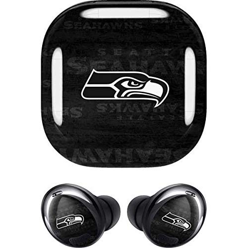 Skinit Decal Audio Skin Compatible with Samsung Galaxy Buds Pro - Officially Licensed NFL Seattle Seahawks Black & White Design