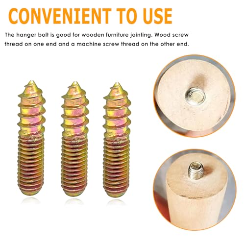 Image of 10pcs M8x35mm Hanger Bolts Double Headed Bolts Screw Kit,Self-Tapping Hanger Bolts Screw for Wood Furniture,with 1pcs M8x1.25mm Driver