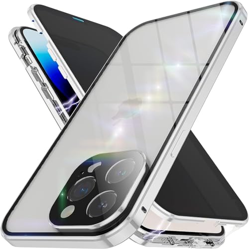 Coque magnétique iPhone 15 Pro Max double face verre trempé transparent avec protège-caméra