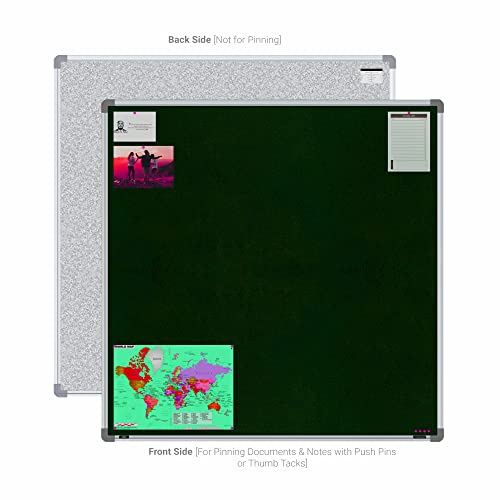 Image of Scholar Art Metis 4x4 Feet Fabric Pin-up Display Board for Home, Office & School | High Strength Velvet Cloth + High Density Soft Board for Pinning Photos, Sticky Notes & Reminders (Dark Green)