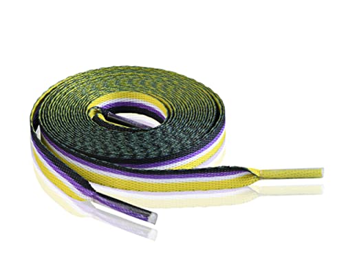 Nonbinary Flag Striped Shoelaces - LGBTQ Accessories for Sneakers Boots Shoes and More! 1 Pair