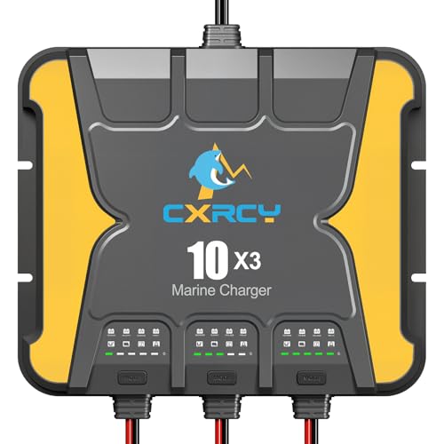 3 Bank Battery Charger 12V, 30A (10A/Bank) onboard Charger, Waterproof Marine Charger, Battery...