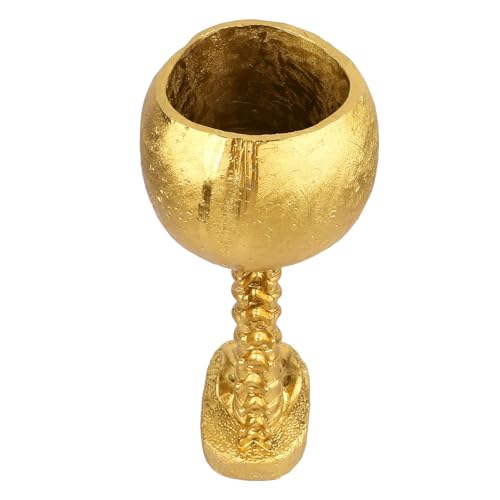 SIXRUN Plantador de Calavera Juego de Soporte de la Columna, Skeleton Pot de Flores de Resina Pintada a Mano para Jardín Doméstico, Decorativa Exquisita Innovadora, Plantas Pequeñas (Gold)