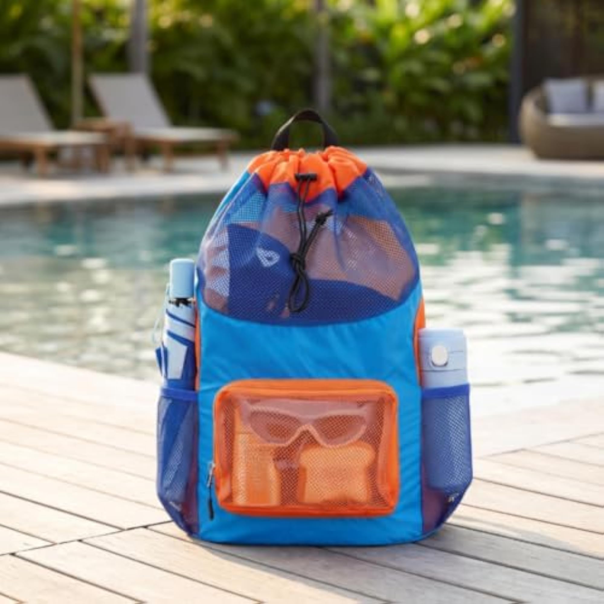 Breathable Mesh Drawstring Backpack with Pockets