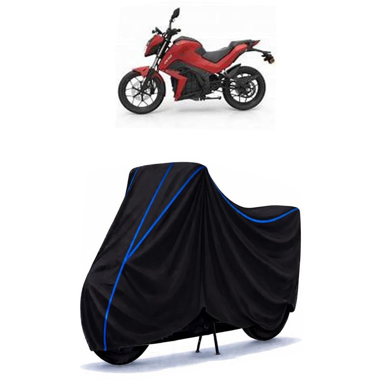 Image of Tork Kratos R Urban Trim Bike Cover Water Resistant Universal Motorcycle Rain | Heavy Duty UV Protection, Dust, Scratch Indoor Outdoor All Weather with Black Blue Piping Elastic