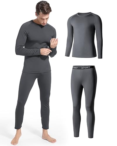 Thermounterwäsche Herren, Atmungsaktiv Funktionsunterwäsche Skiunterwäsche Set Männer Winter Lange Thermo Ski Unterwäsche Set für Joggen,Radfahren,Fußball,Skifahren,Motorrad