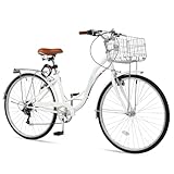 Ktaxon Women Bike 24/26 Inch Bicycles for Women, Beach Cruiser Bike with Premium Derailleur & Shift Lever, Adjustable Seat, High-Carbon Steel Frame and Excellent Welding Technology (26