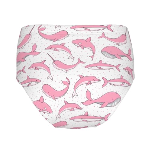 Pink Whales Sharks Narwhal Girls' Underwear Soft Cotton Little Girls Panties Comfort Briefs2