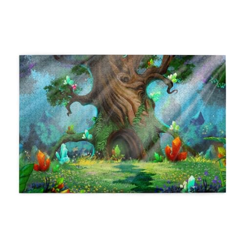 木製ピース 1000ピース 魔法の木 ファンタジーの世界 童話世界 ジグソーパズル 大人用 親子パズル 子供や友達へのプレゼントにいいです
