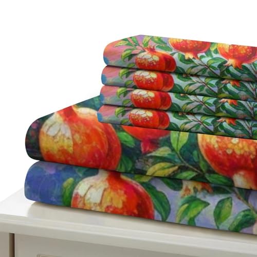 Housse de couette fleur de grenade anti-plis en microfibre douce lit simple 140x200 - 6