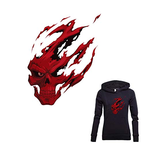 Day of the Dead Skull Iron on Patch Halloween Dead Skull Decal Sticker for Jeans Jackets T-shirt Sweatshirt Decor Transfer Applique Large Size 9.84X7.8inch DIY for Women Men Boys Girls Clothing Decals
