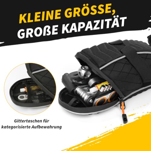 Bowagn Fahrradtasche Satteltasche,Satteltasche für Mountainbikes und Rennräder mit Wasserdichten Reißverschlüssen… – Ansicht 2